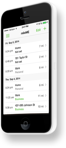 The mileME app automatically tracks your mileage